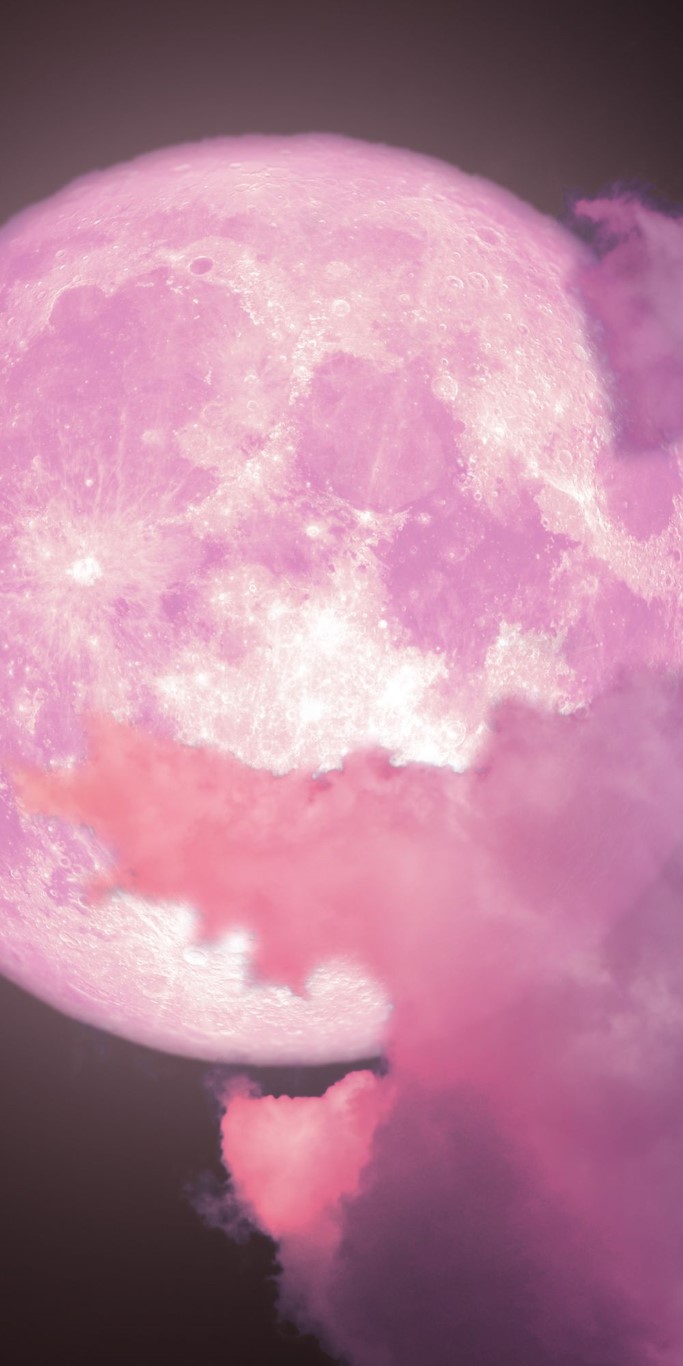 lune rose avec nuage 